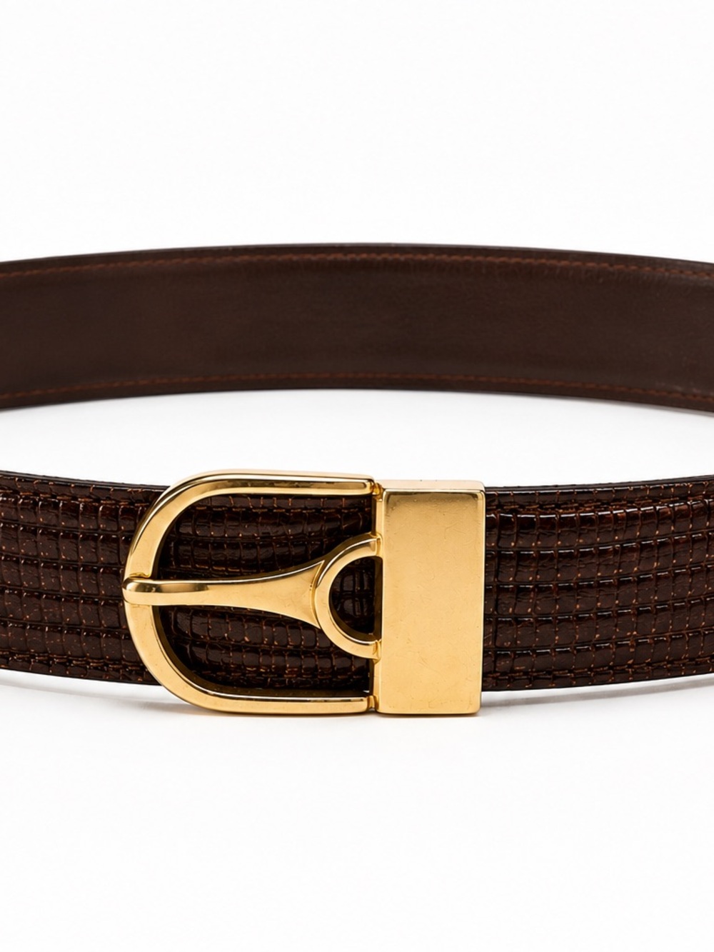 Vintage Brown Leather Dress Belt